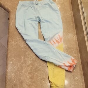 Wallflower Green & Yellow Tie-dye Joggers with Tapered Fit, L(14/16)
